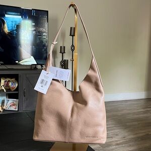 NWT Lucky Brand Anny leather hobo shoulder bag in beige/cream color